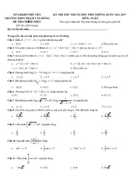 Đề thi thử THPT QG môn Toán - Trường THPT Phạm Văn Đồng